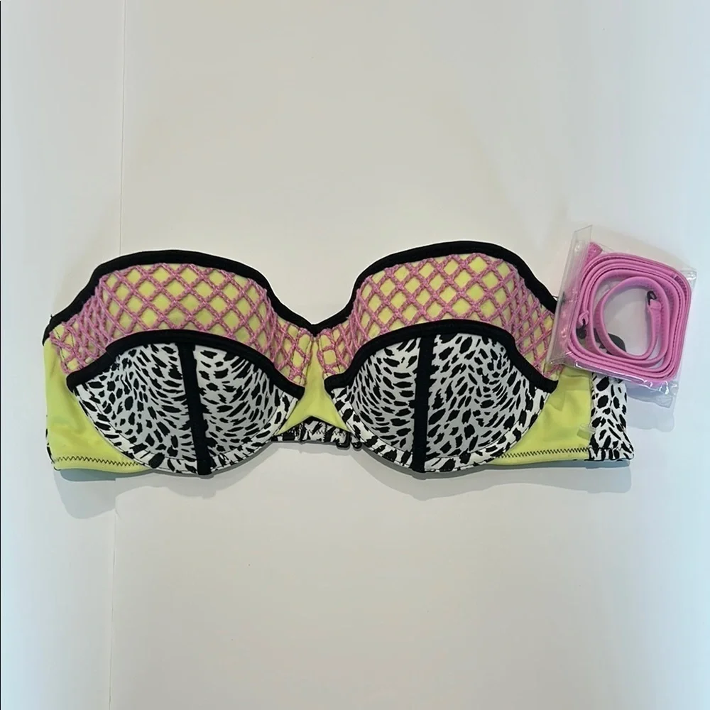 Shade & Shore animal print bikini swim top size 36B new